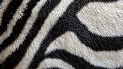 Close-up of Coarse Short Zebra Fur with Black and White Stripes, Animal Texture Background Generative AI