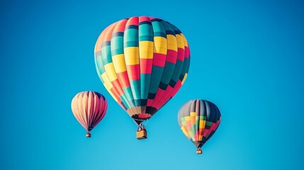 Obraz premium Vibrant Hot Air Balloons Over Blue Sky at Albuquerque Balloon Festival Generative AI