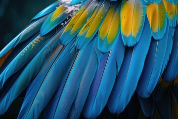 Obraz premium Blue and Gold Macaw wing feathers