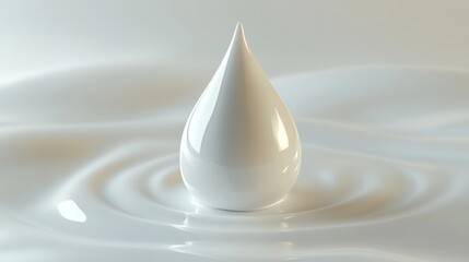Fototapeta premium Macro Shot of a Single Drop of Milk Suspended in Mid Air Against a Minimalist Background, Ideal for Creative Concepts and Product Photography Generative AI