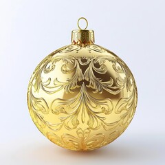 Fototapeta premium Golden Christmas Ball with Glossy Reflection, Perfectly Spherical Ornament for Holiday Decorations Generative AI