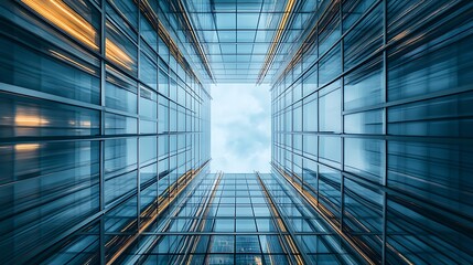 Modern Glass Facade of a Tall Office Building