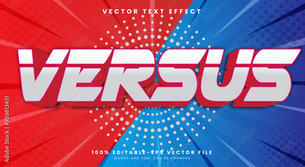 Poster 3D Versus action editable text effect Template on gradient background