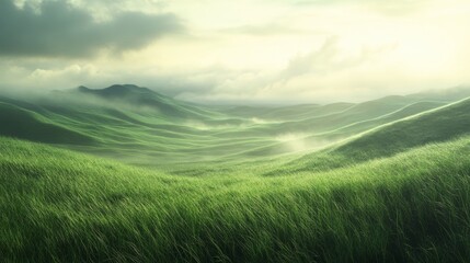 Obraz premium Serene Landscape of a Grassland in the Outdoors for Nature Lovers Generative AI