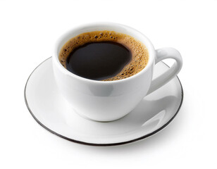 Fototapeta premium Tasse Kaffee isoliert auf weißen Hintergrund, Freisteller, Transparent 