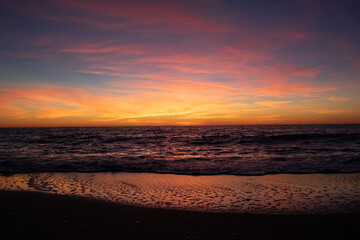 Sunset on the coast with vibrant colors