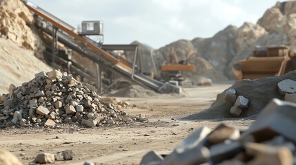 Fototapeta premium Excavation Site Using Advanced Technology - Modern Equipment and Techniques