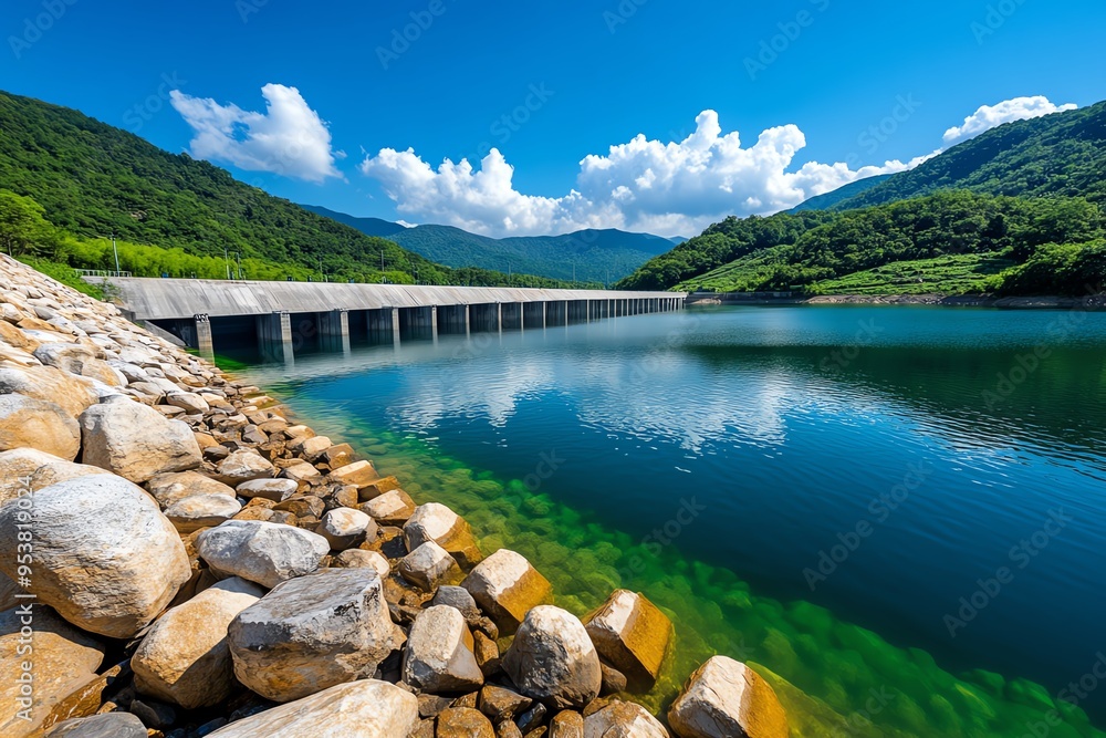 Poster cost-effective hydropower and energy optimization are illustrated in a minimalist design focusing on