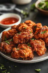 fried crispy prawn on a plate closeup shot generated by AI