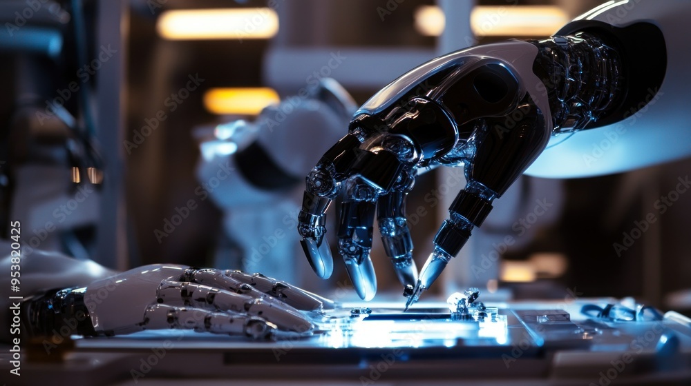Poster Robotic Arm Working on an Assembly Line