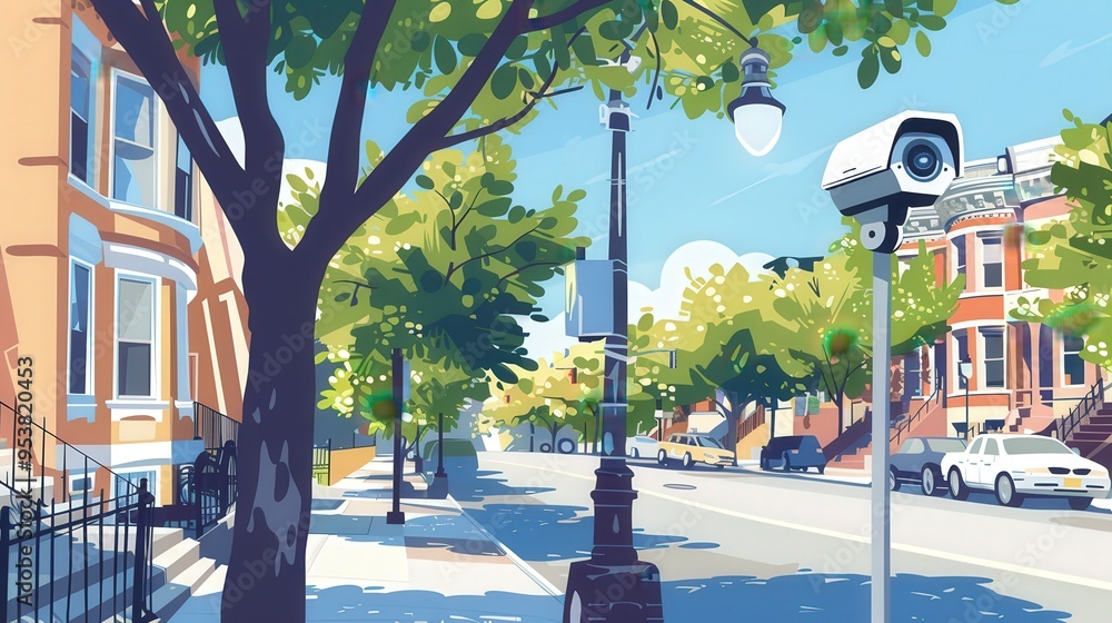 Poster neighborhood watch program using smart cameras and digital communication tools to enhance community 