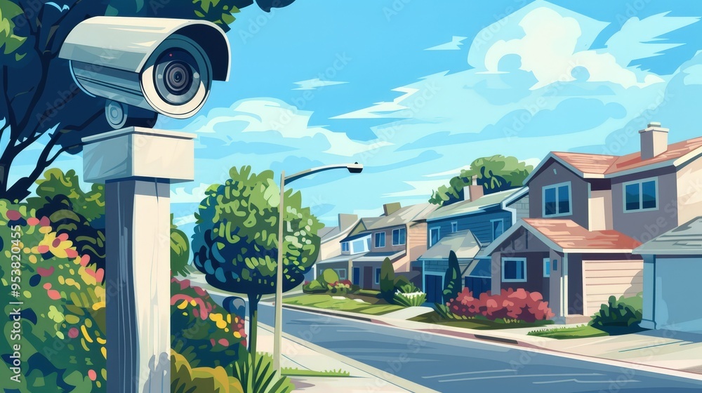 Aufkleber neighborhood watch program using smart cameras and digital communication tools to enhance community 