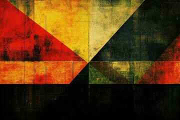 Abstract Geometric Pattern with Red, Yellow, Green, and Black
