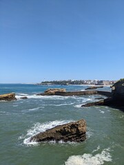 Overview of the sea in Biarritz, France - August 2024