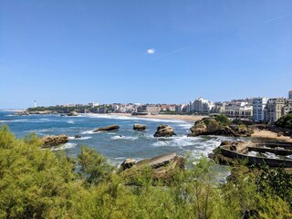 Fototapeta premium Overview of the sea in Biarritz, France - August 2024