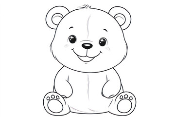 Fototapeta premium Coloring page outline of cartoon smiling cute bear.