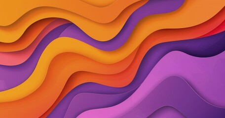 A vibrant abstract design featuring flowing waves in shades of orange, purple, and pink, ideal for backgrounds or digital art.