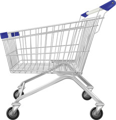 Realistic store cart side view. Supermarket trolley © ssstocker