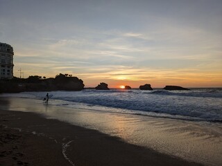 Sunset over the ocean in Biarritz, France - August 2024