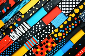 Abstract Geometric Pattern with Polka Dots and Stripes