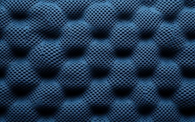 Close-up of blue textured fabric with a honeycomb pattern.