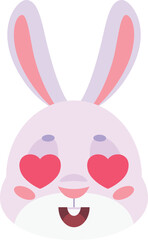 Rabbit with heart eyes. Cute cartoon animal emoji