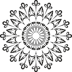 Flower Bloom Radial mandala design silhouette vector illustration