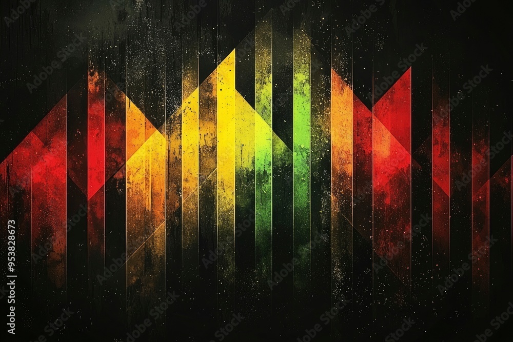 Poster abstract geometric pattern with grunge texture and specks
