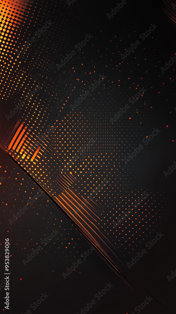 Poster abstract design featuring striking orange and black geometric patterns with a modern and dynamic fee