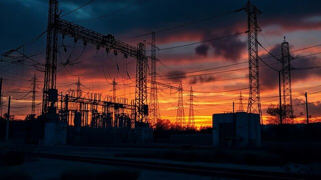 a high-voltage substation equipped with transformers for switchgear transmission