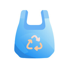 Reusable blue plastic bag with recycling symbol vector illustration