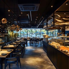Seafood restaurant with a commitment to supporting sustainable fishing practices 16:9