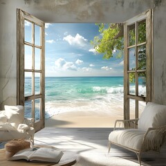 Ocean-inspired decor featuring stunning views of the ocean or coastal scenery 16:9