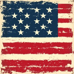 Weathered American Flag with 13 Stripes and 13 Stars