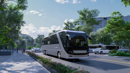 Buses on the parking lot in the city