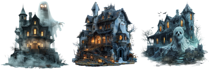 A haunted castle with scary ghosts