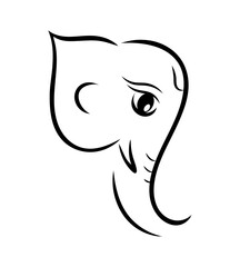 Lord Ganesh line art - Ganesh Face art - Ganesh Chaturthi - Ganapati Festival. isolated on white background.eps10