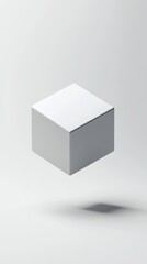 Fototapeta premium A minimalistic floating cube against a soft backdrop, perfect for modern design and abstract concepts.