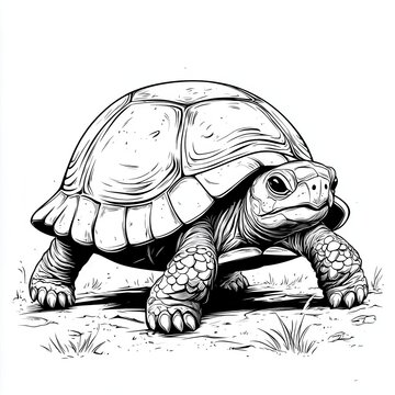 black and white tortoise walking on ground clip art preview