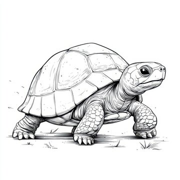 black and white tortoise walking clip art preview