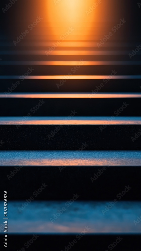 Poster abstract modern staircase image with dramatic lighting showcasing a futuristic design and gradient c