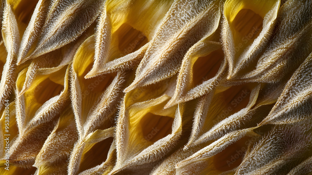 Poster macro view of sunflower seed pattern and textures
