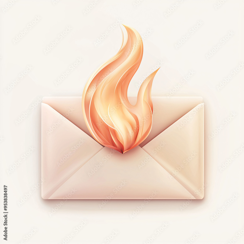 Poster a sealed envelope with flame symbolizes urgency and passion. this striking image captures attention 