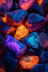 Obraz premium Vibrant Illuminated Gemstones: A Kaleidoscope of Color and Light