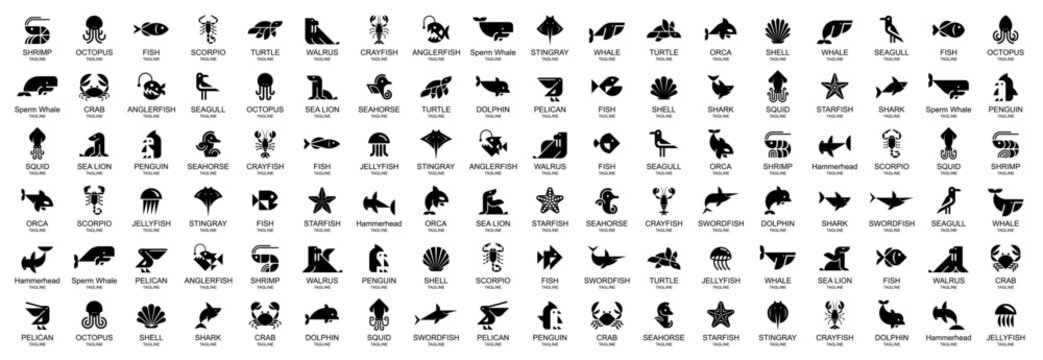 Animals logos collection. Animal logo set. Icon design