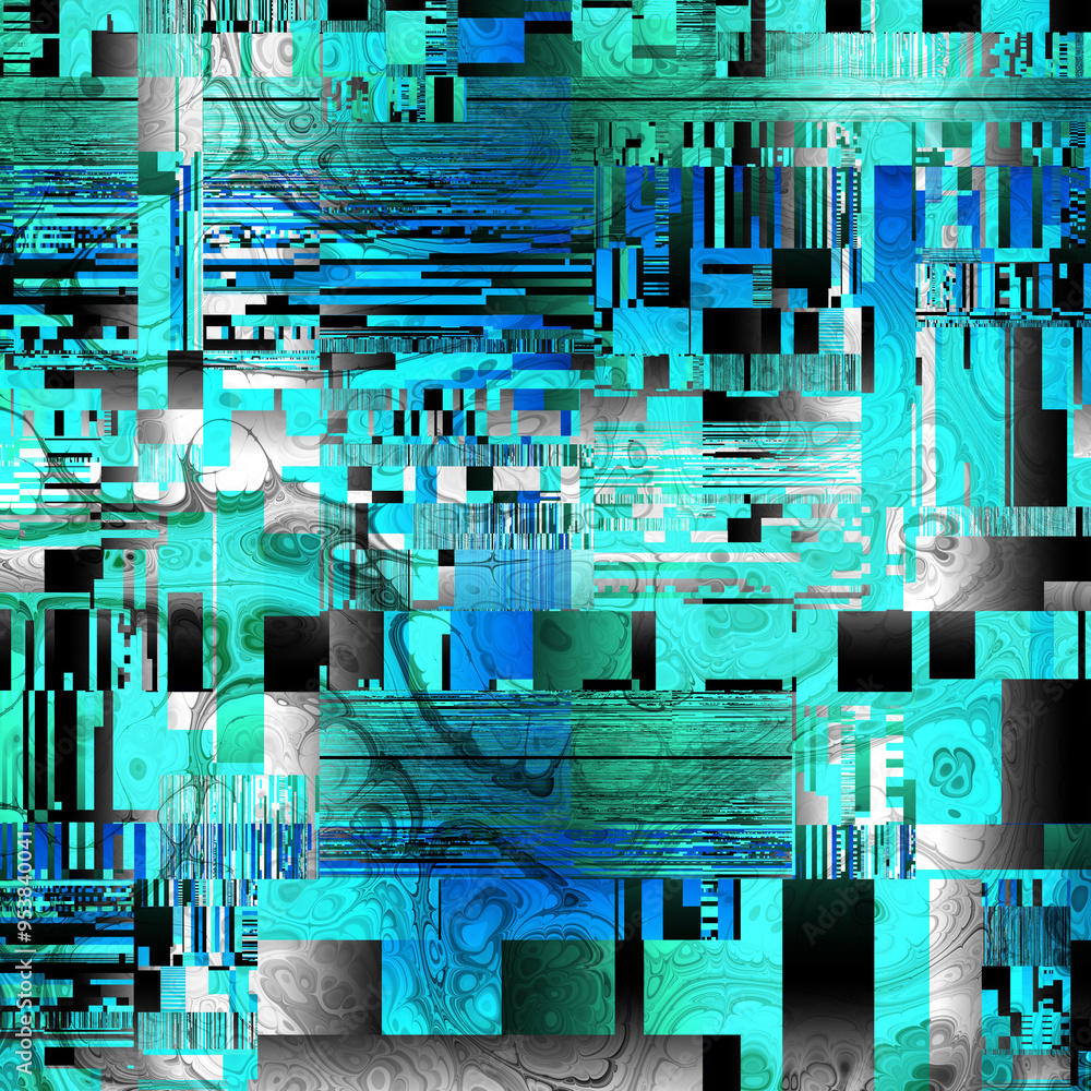 Wall mural tv noise static effect, abstract glitch background. fractal digital art pattern