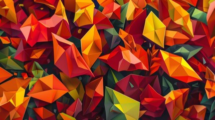 Geometric representation of fall, angular shapes in autumn colors, abstract banner. Generative AI