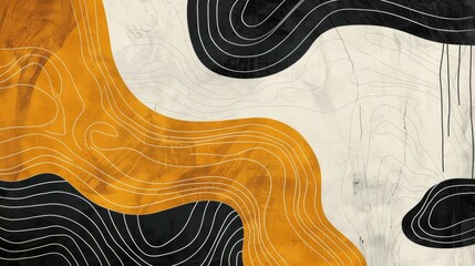 Minimalist line art on a textured canvas, abstract banner. Generative AI.