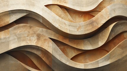 Organic shapes with a sandpaper texture. Waves 3D. Generative AI