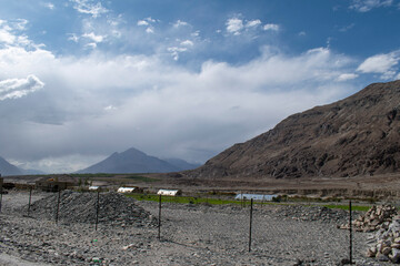 Nubra Vally in Ladakh, India the scenic view of leh ladakh with free space